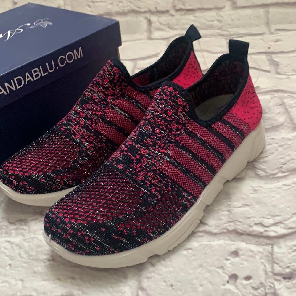 Navy blue and pink sparkle sneakers size 7